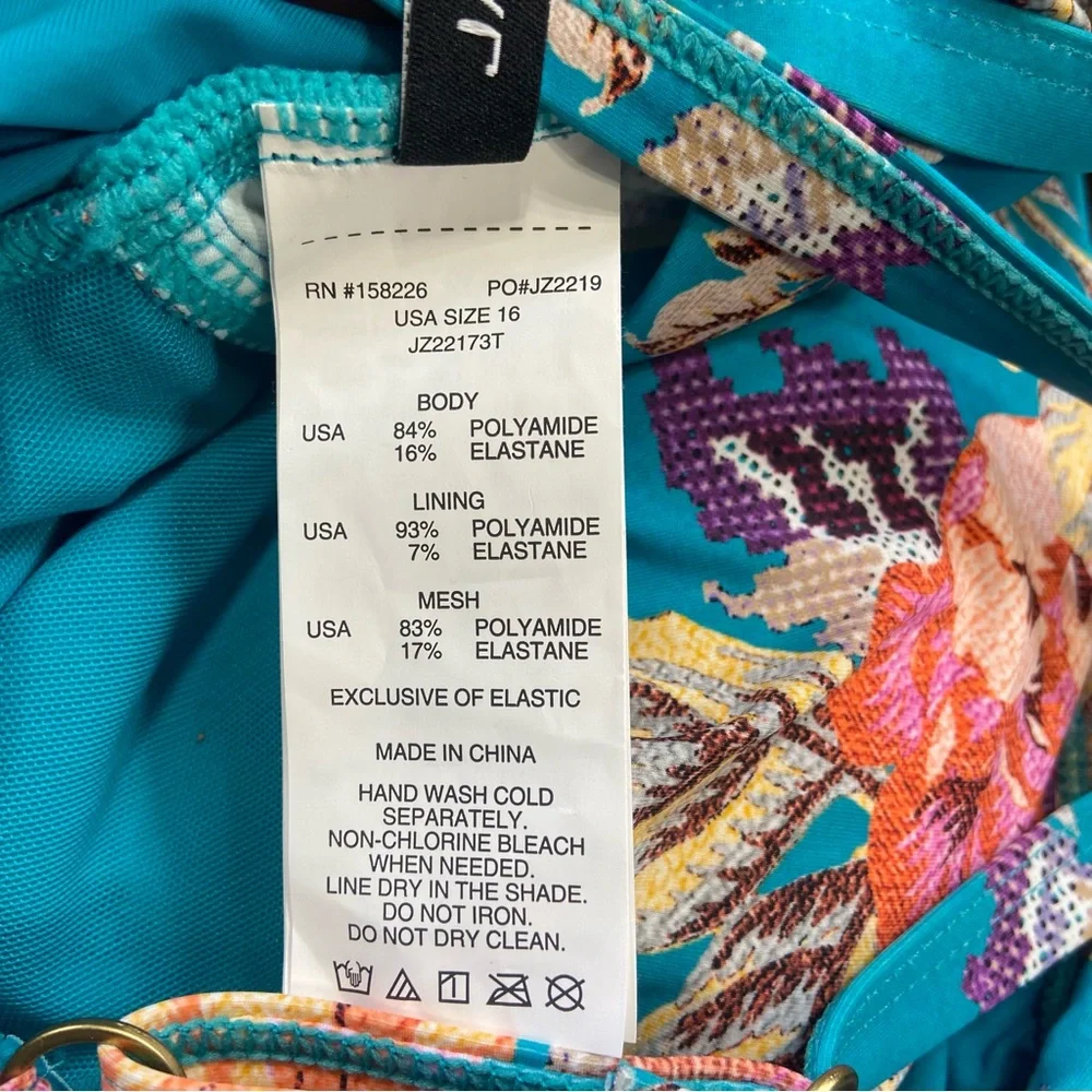 Jantzen Front Wrap Peplum Tankini Swimsuit Top Size 16